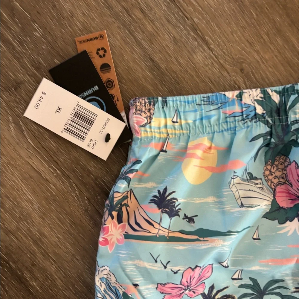 Men's Burnside Tropical Print Swim Trunks Sz XL